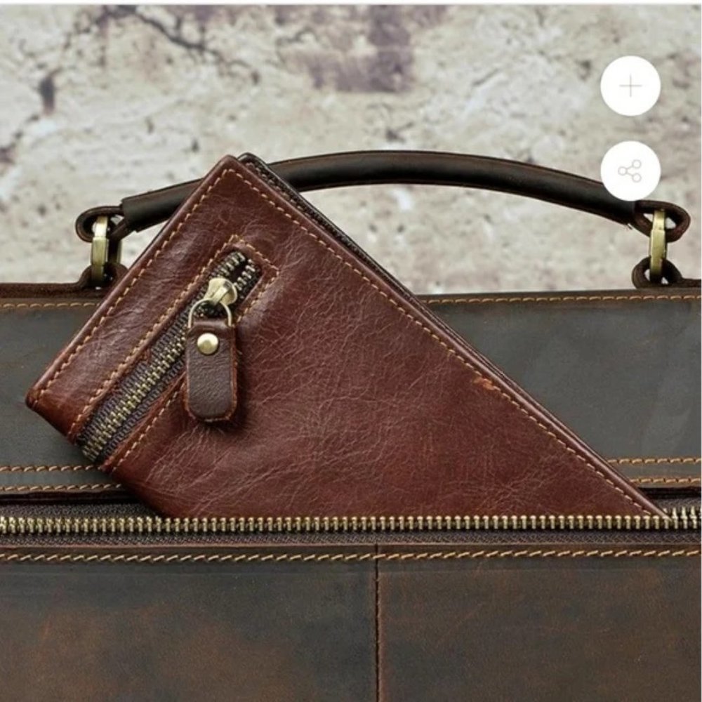 Handmade CRAZY HORSE LEATHER RETRO DESIGNER BUSINESS BRIEFCASE - Picture 6 of 6
